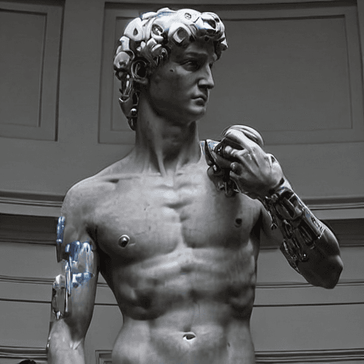 image of alexander statue as a cyborg